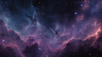 Obraz premium Cosmic Nebula Purple and Teal Space Background