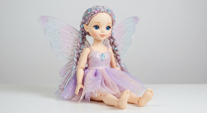 F�e pastel douce lumi�re d�licate pose gracieuse ailes iris�es adorable. AI Generated