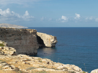 Mediterranean sea view from the cliffs on Malta Island.