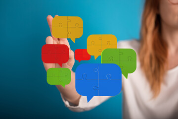 Collaboration, communication, teamwork, and problem-solving concept.  Ideal for business and...