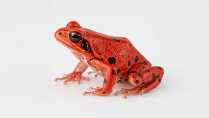 White background with Theloderma albopunctata perched, an Asian amphibian species