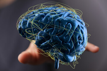 3D rendering of a human brain with neural network connections.  Ideal for AI, neuroscience, and...