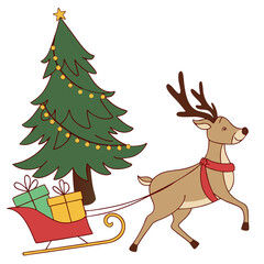 reindeer with christmas gifts