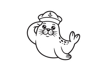 sailor seal illustration vector