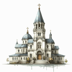 Silent Hours: convent isolated watercolor vector illustration svg