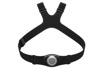 Wearable posture corrector with smart sensor and chest strap isolated on a transparent background