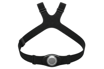 Wearable posture corrector with smart sensor and chest strap isolated on a transparent background