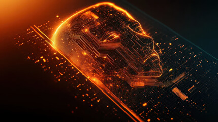 Close-up of a Circuit Board with Glowing Traces