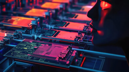 Printed Circuit Board with Advanced Processing Unit inside Component Installation Machine