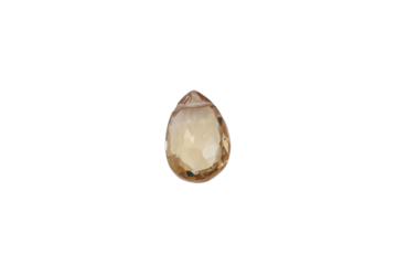 Faceted Citrine Gemstone PNG – Teardrop Cut on Transparent Background

