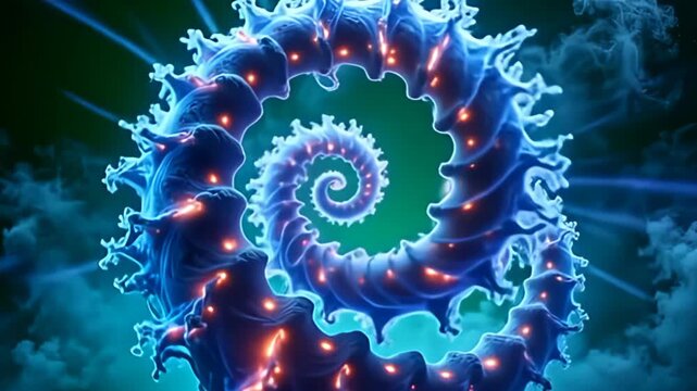 inward adenine fascinating display, the coil spiral of disturbance muzzy conceptual fractal plasm detonate inward brilliant colors of uv and cyan, squirm and deform with speedy loudness to