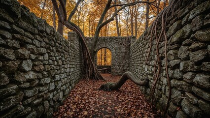 Obraz premium Fall-themed cave maze found in a rural area of a German region