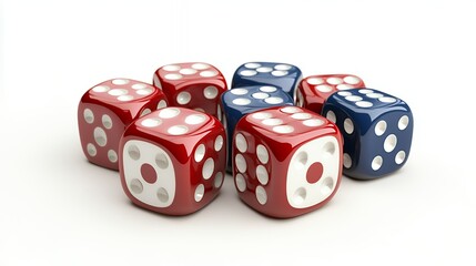 Glossy Red and Blue Dice on White Background