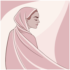 Peaceful Muslim Woman in a Light Pink Hijab