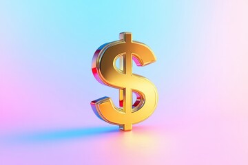 Obraz premium Golden Dollar Sign on Vibrant Gradient Background
