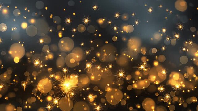 Luces Doradas Brillantes en Movimiento con Efecto de Bokeh Festivo