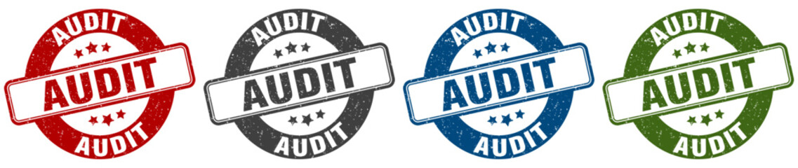 audit stamp. audit round stamp set isolated on white background