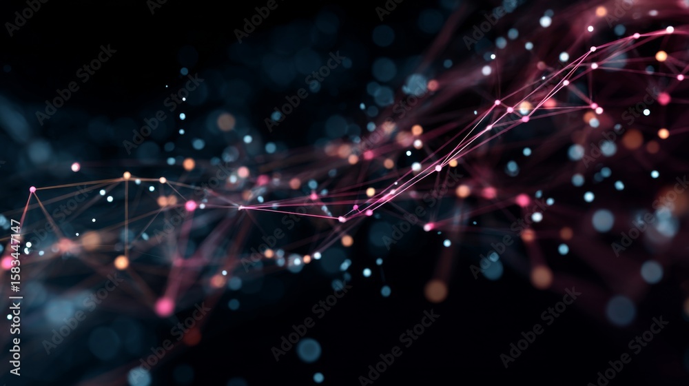 Aufkleber abstract tech background with floating lines and dots in futuristic design for digital and creative 