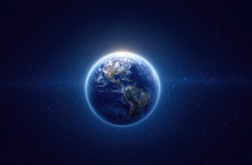 Obraz premium Earth, a vibrant blue sphere, bathed in starlight