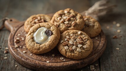 Nutty Oat Cookies with Chocolate and Vanilla
