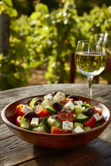 Greek Salad at a Countryside Vineyard