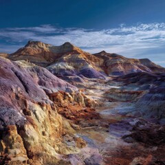 Obraz premium Vibrant eroded rock formations in a breathtaking landscape.