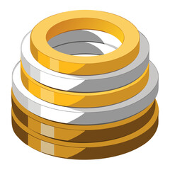 Elegant stack of gold and silver bracelets with a textured metallic finish