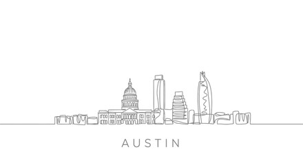 Obraz premium Austin Texas Skyline Line Art with Cityscape.