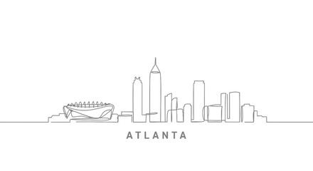 Obraz premium Atlanta Skyline Minimal Line Art Georgia USA.