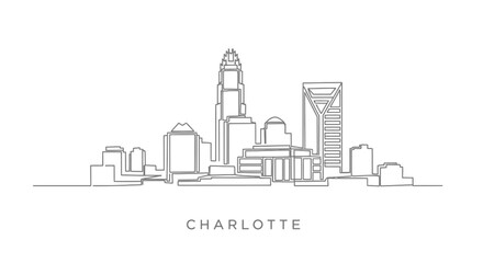 Obraz premium Charlotte Skyline Minimalist One Line Art.