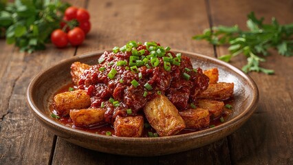 Indochinese inspired potato with hot capsicum