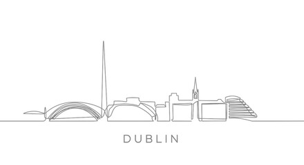 Naklejka premium Dublin Skyline One Line with Vector.