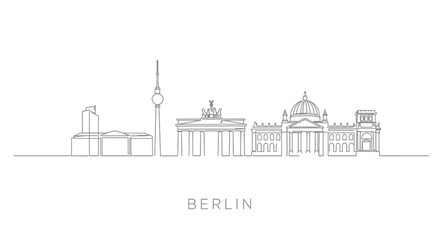 Berlin Skyline Minimalist Line Art Landmark.