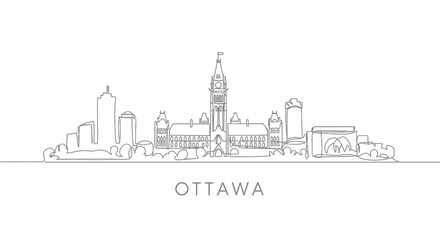 Fototapeta premium Ottawa Skyline Canada Cityscape Line Art.