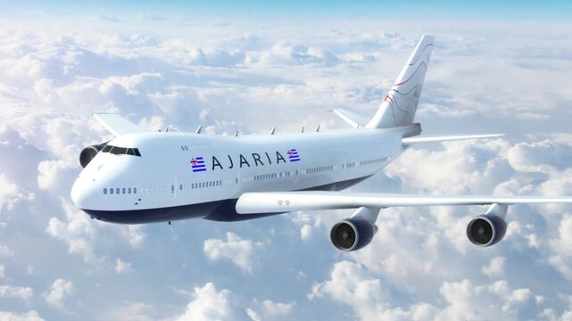 Plane Travel Country Ajaria Flying Over Clouds