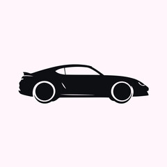 Fototapeta premium Black sports car vector silhouette on white, a luxury auto design for speed and drive