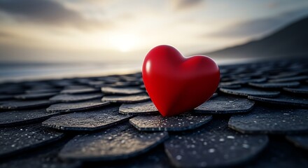 Fototapeta premium heart on the beach