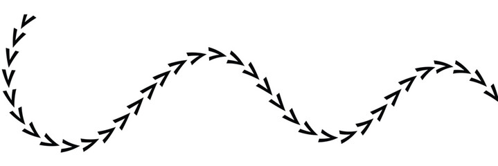 Wavy Curved Arrows Set &ndash; Hand Drawn Style Illustration on white background. 