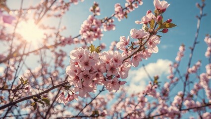 Spring day adorned with cherry blossoms