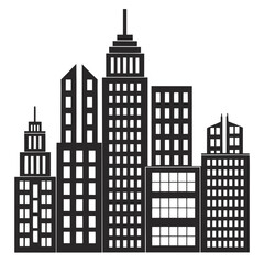 Fototapeta premium Dense city skyline silhouette with tall buildings cityscape