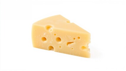 Single piece of cheese displayed against a white background