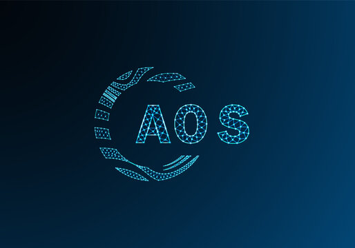 AOS low poly letter logo vector design. AOS lower poly logo design. AOS unique low poly logo design.