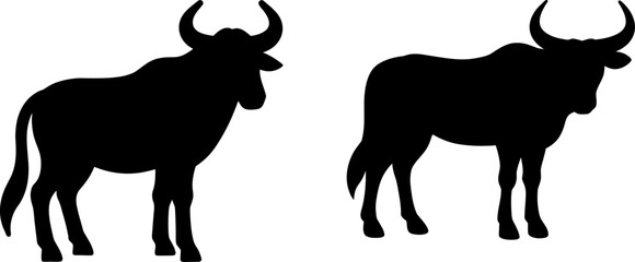 Bull animal vector art, bull head art, different head vector art design, Vector of animals art, black head isolated