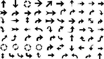 Arrow icon set. Arrow. Cursor. Collection different arrows sign. Black vector arrows icons. Modern simple arrows. Vector illustration.
