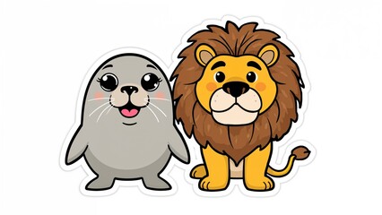 Fototapeta premium Cute plump seal character sticker