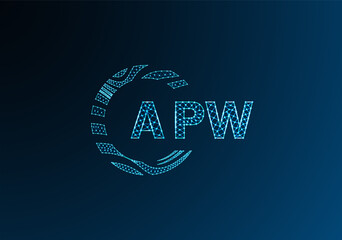 APW low poly letter logo vector design. APW lower poly logo design. APW unique low poly logo design.