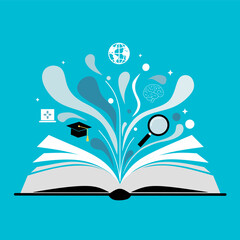 Open book with a tree, butterflies, and light symbolizing the magic of learning and the knowledge found within pages of literature