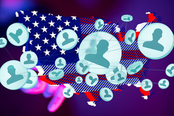 Visual representation of social connections across the United States, highlighting network effects...