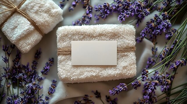 Lavender infused spa setting with a blank gift card