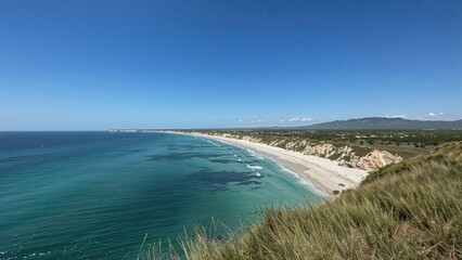 Light-Colored Coastline Beside a Hamlet